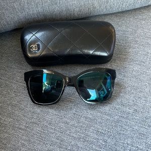 Authentic Chanel Sunglasses color Blue with mirror blue shades.